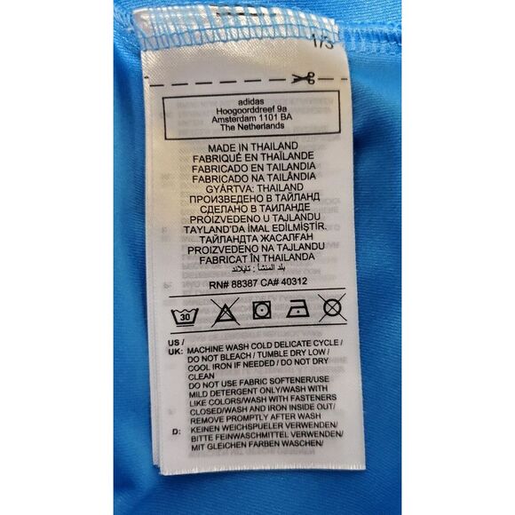 Adidas Golf Polo Shirt L Prisma Blue Short Sleeve Abstract Print Logo Raised Arm - Picture 10 of 12